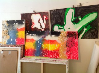 Different oils paintings in Art Studio